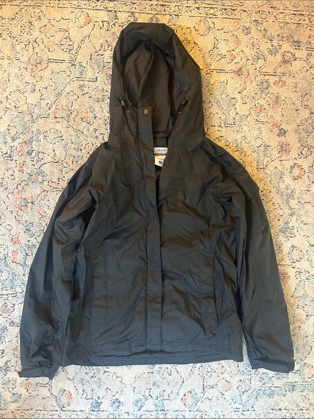 Columbia Black Hooded Windbreaker Jacket